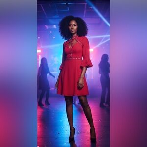 NWT Marciano Necessary Red Mini V Dress Size S